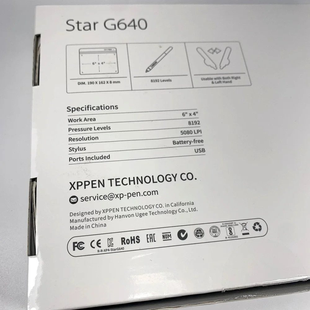 XP-PEN Star G640 Art Graphics Drawing Tablet Battery-free Stylus Pen